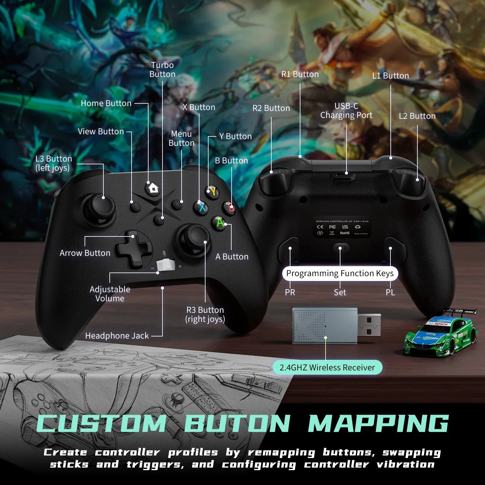 Bonacell Xbox Controller Wireless, (Watch Video to Update XBOX)Game Controller for Xbox one, Xbox One S/X, Xbox Series X/S Consoles, with Dual Vibration/Stable Connection/3.5mm Headphone Jack