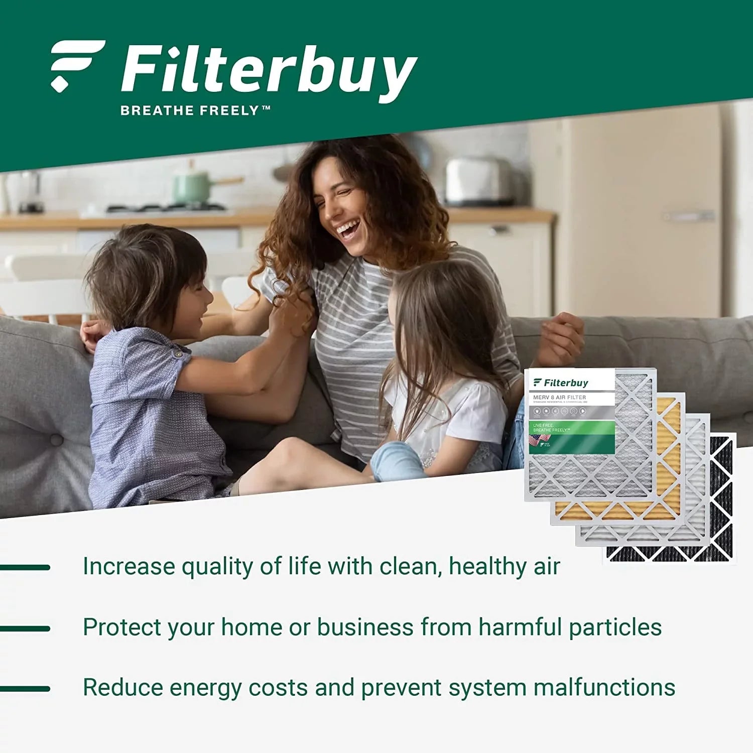 Filterbuy 23.5x23.5x1 MERV 11 Pleated HVAC AC Furnace Air Filters (2-Pack)