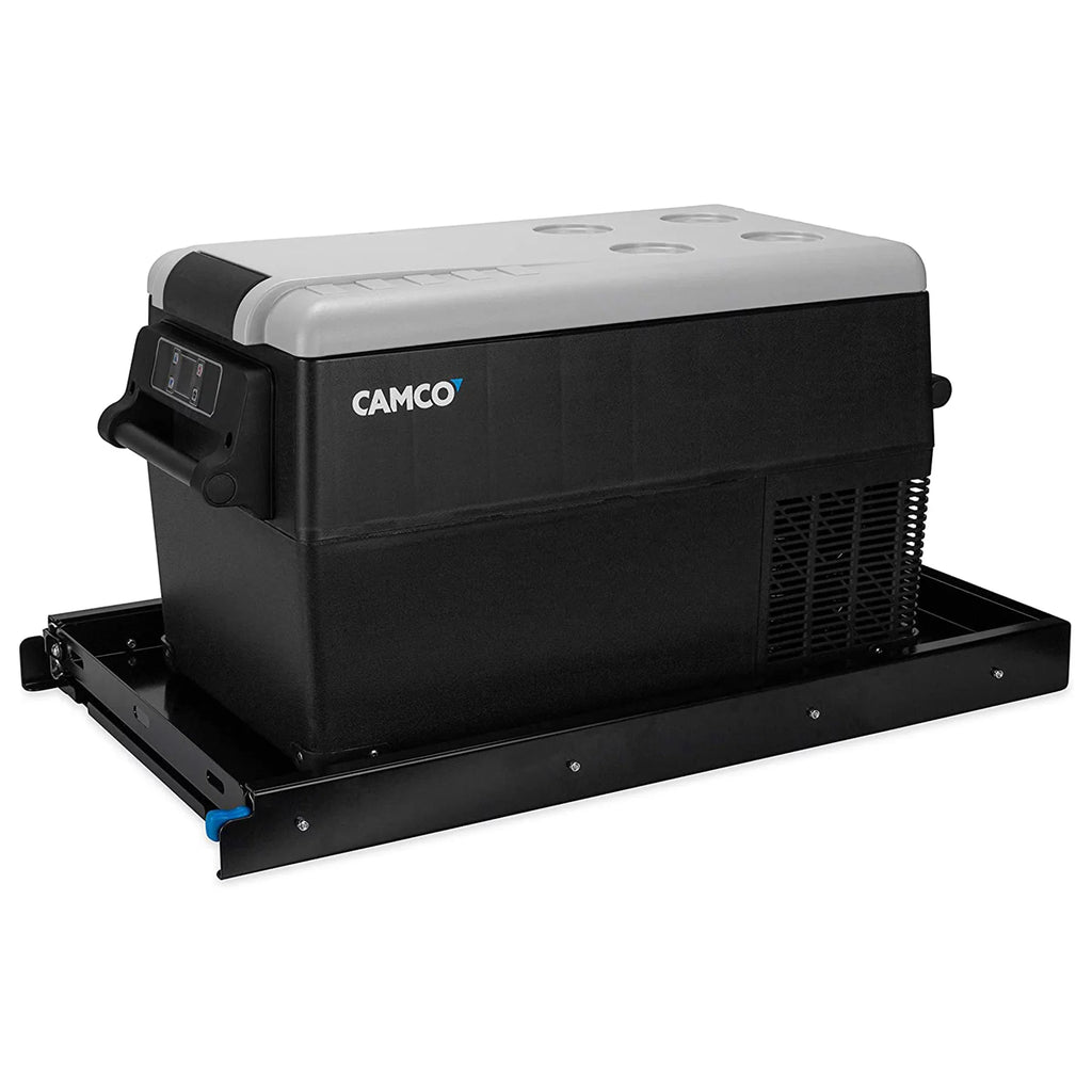 Camco Camper/RV Medium Portable Electric Refrigerator Slide | Features Ball Bearing Steel Slides & Safety Latch | Holds Up to 264lbs (51530)