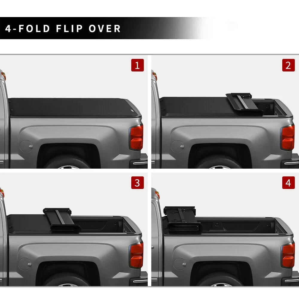 Ledkingdomus 5.7 ft Soft Quad Fold Truck Bed Tonneau wrap for 2019 2020 2021 2022 2023 Dodge Ram 1500