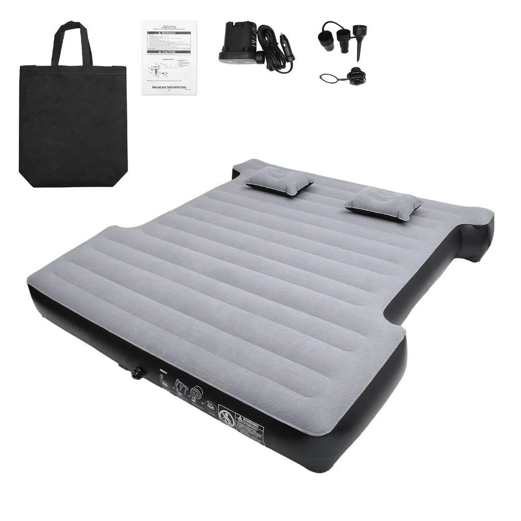 Unique Bargains Universal Inflatable Thickened 5.5-5.8ft Full-Size Short Truck Bed Kit PVC with Electric Air Pump Gray
