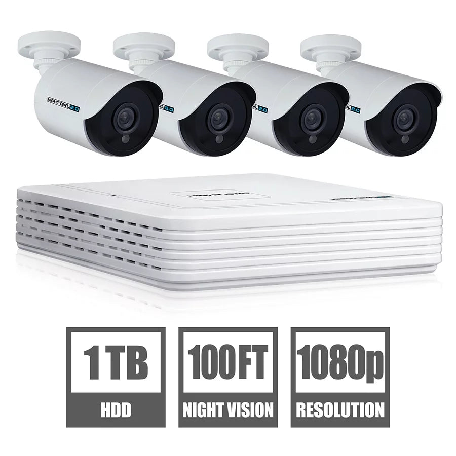 Night Owl 4 Channel 1080p DVR with 4 x 1080p Cameras and 1 TB HDD