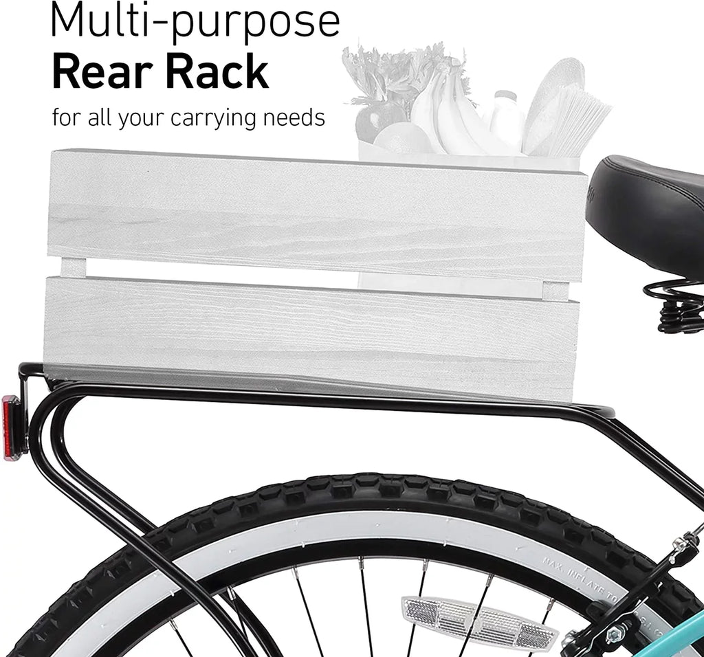 sixthreezero Around The Block Women's Single-Speed Beach Cruiser Bicycle 26" Wheels Mint Green with Black Seat and Grips