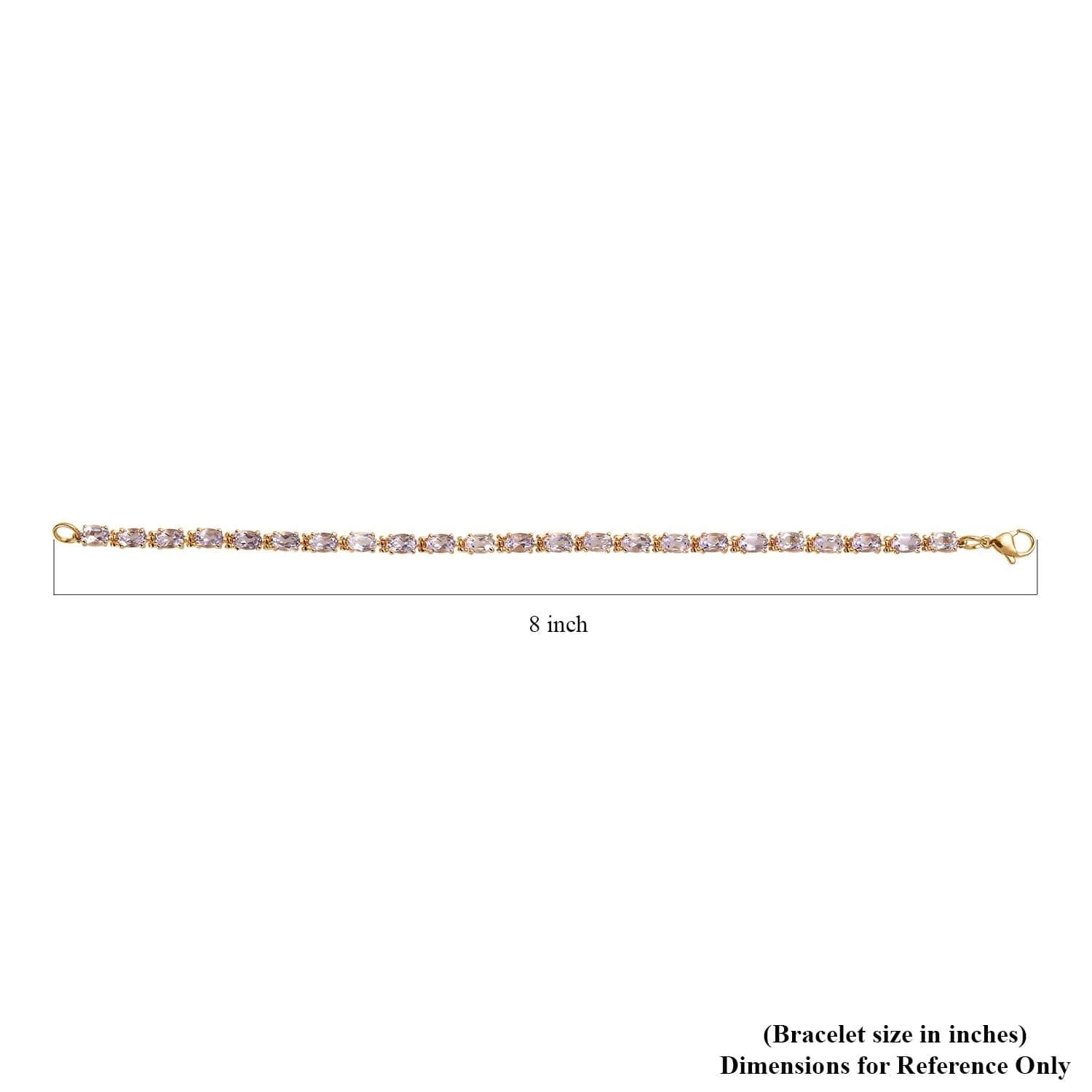 Shop LC Pink Amethyst Oval Stainless Steel Yellow Gold Ion Plated Bracelet for Women Jewelry Size 8" Ct 8.49 Birthday Gifts