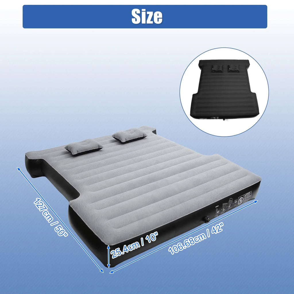 Unique Bargains Universal Inflatable Thickened 5.5-5.8ft Full-Size Short Truck Bed Kit PVC with Electric Air Pump Gray