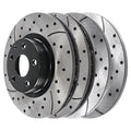 AutoShack Front and Rear Drilled Slotted Brake Rotors Black Set of 4 Replacement for 2016 2017 2018 2019 2020 2021 2022 Mazda CX-5 2.0L 2.5L AWD FWD BRKPK200