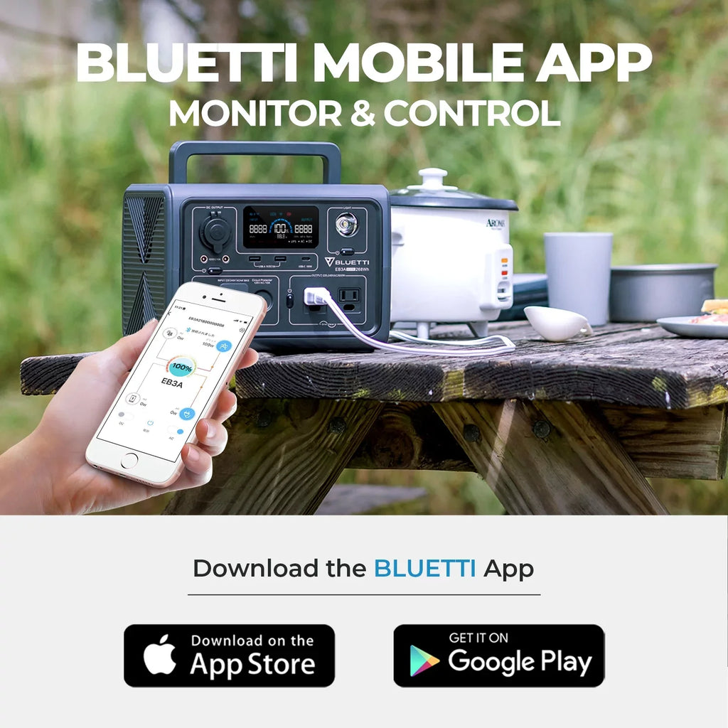 BLUETTI EB3A Portable Generator, W/Carry Bag,600W Solar Generator, 268Wh LiFePO4 Power Station for Camping, Home Use, Emergency