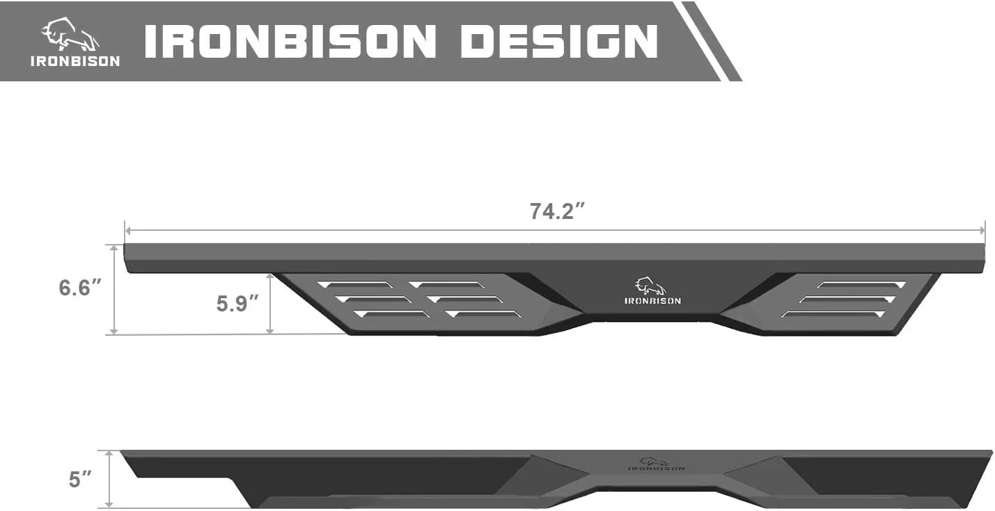IRONBISON Defender Running Boards Fit 2018-2024 Jeep Wrangler JL 4 Door(Excluded 2018 Wrangler JK) SUV 5" Drop Side Steps Nerf Bars Rock Slider Fine Texture Black(2pcs)