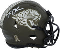 Trevor Lawrence Jacksonville Jaguars Autographed Riddell 2022 Salute To Service Speed Mini Helmet - White Sig - Fanatics Authentic Certified