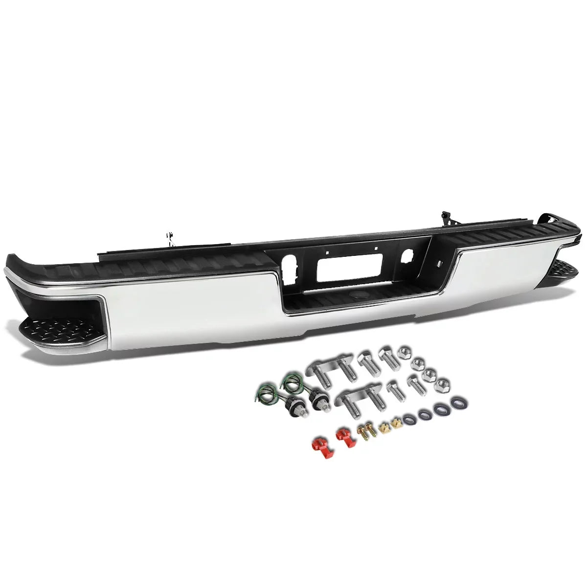 DNA Motoring STEPBUM-10013 For 2014 to 2018 Chevy Silverado / GMC Sierra Chrome Rear Corner Step Bumper (No Park Distance Sensor Hole) 15 16 17