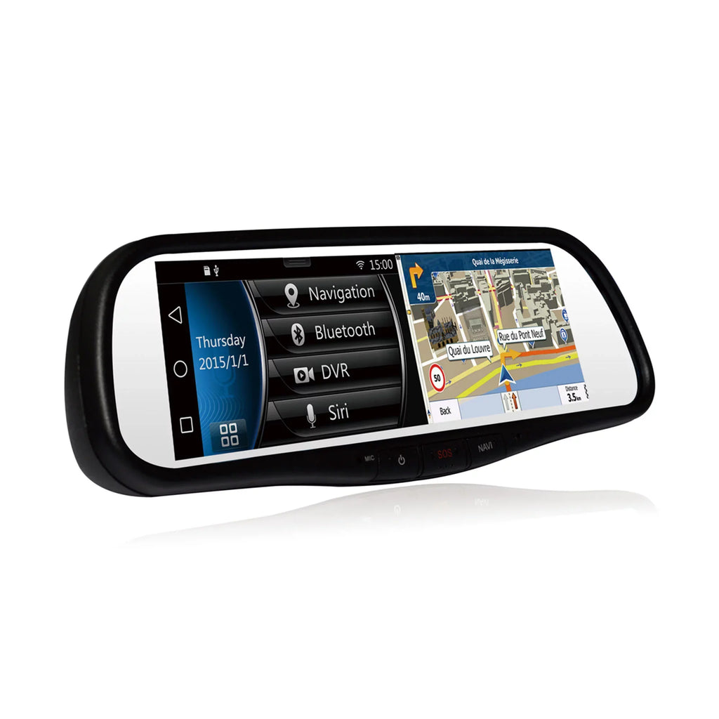 Audiovox RVM740SM 7.8 Inch Smart Mirror with Built In Bluetooth and Dash Cam DVR