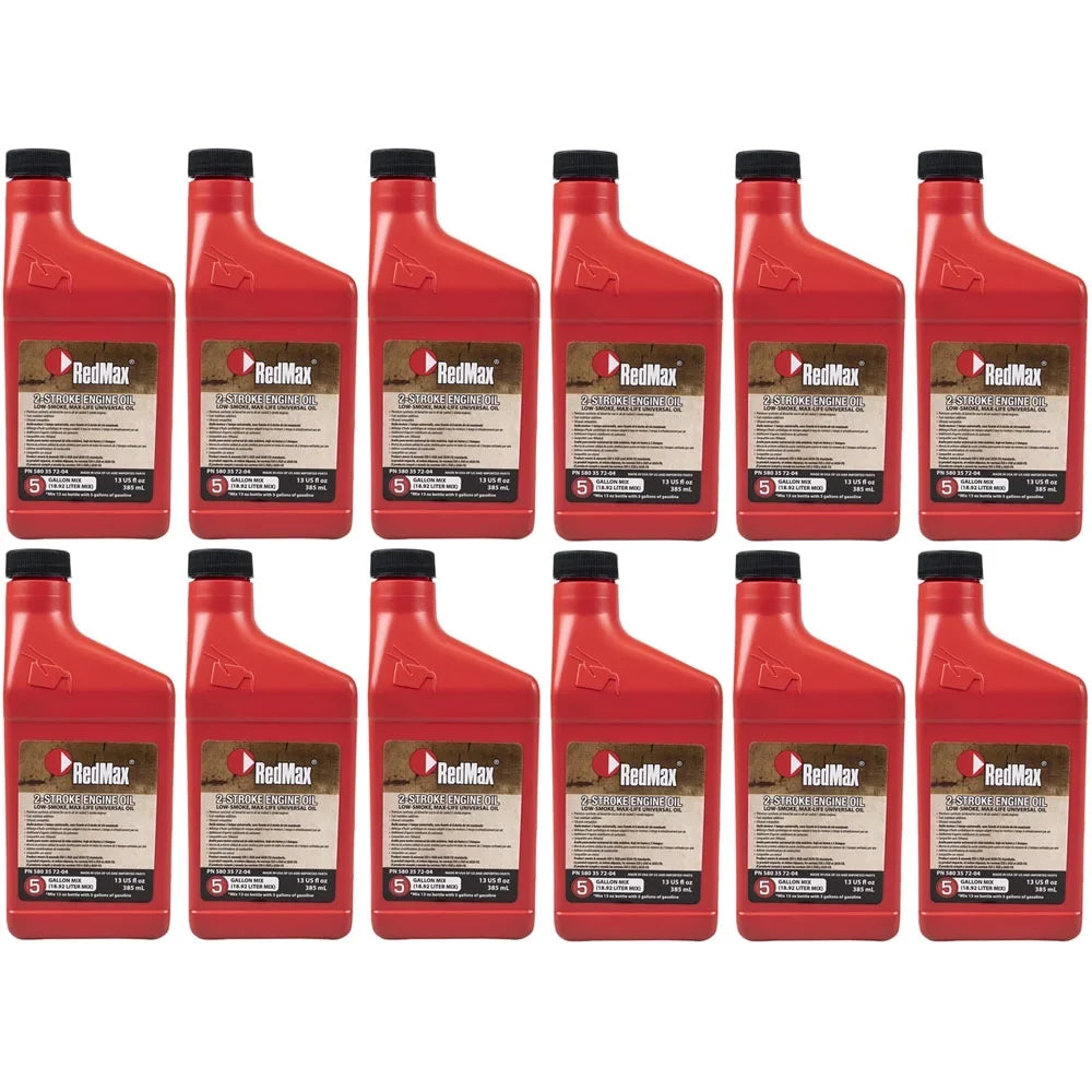 12pk 13oz Bottles RedMax Synthetic 2 Stroke Cycle Oil w/ Fuel Stabilizer 50:1