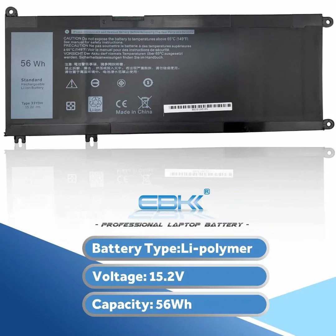 33YDH  Inspiron 17 7778 7779 P30E 81PF3 081PF3 56Wh 15.2V Notebook laptop Battery by EBK