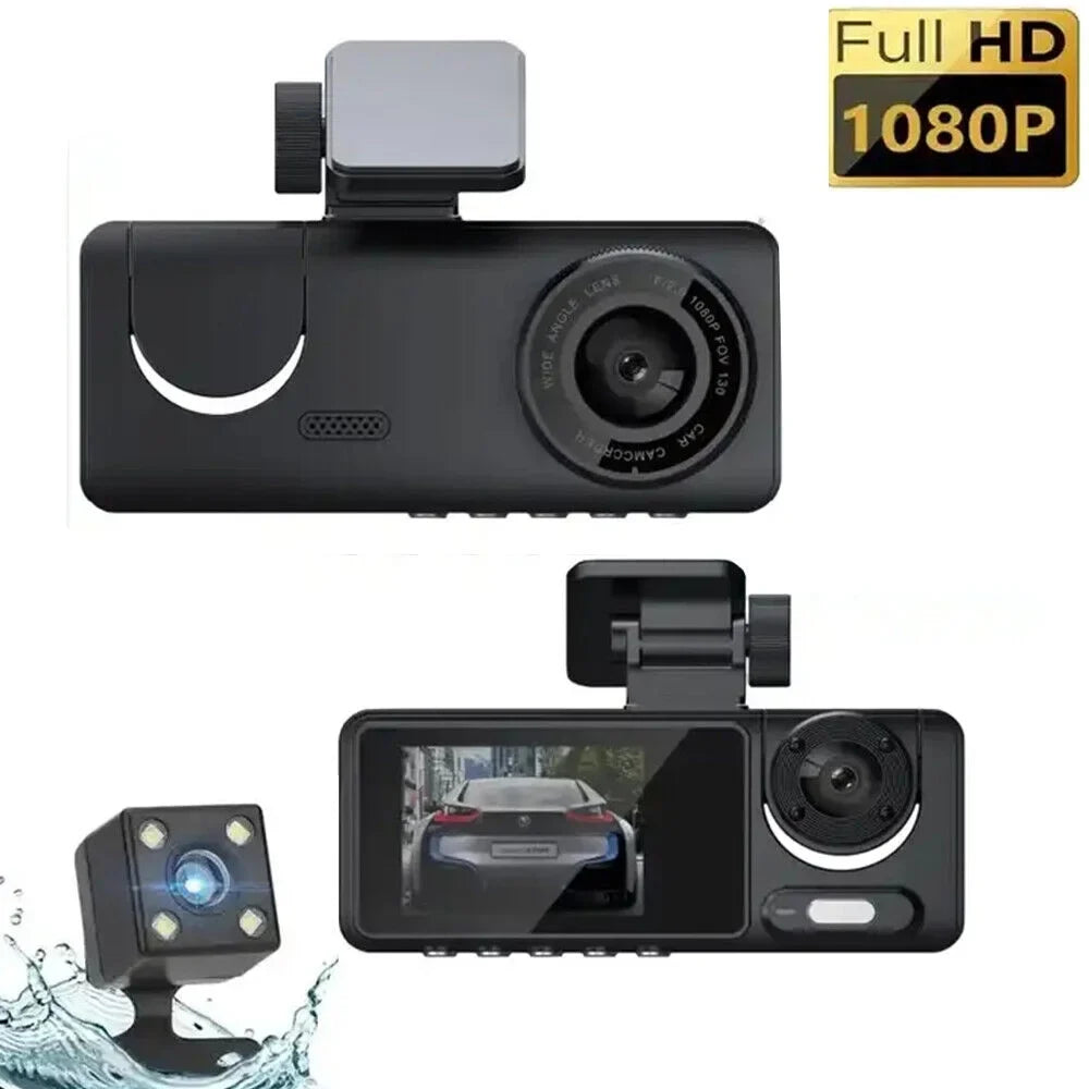 Onemayship High Definition 1080P 3-in-1 In-Car Camera System Front Rear Inside Crisp Video Recording G-sensor