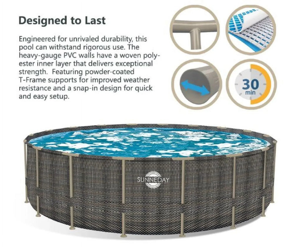 Round x 52 in.. Sunneday Oasis Rattan Soft-Sided Pool 24 ft
