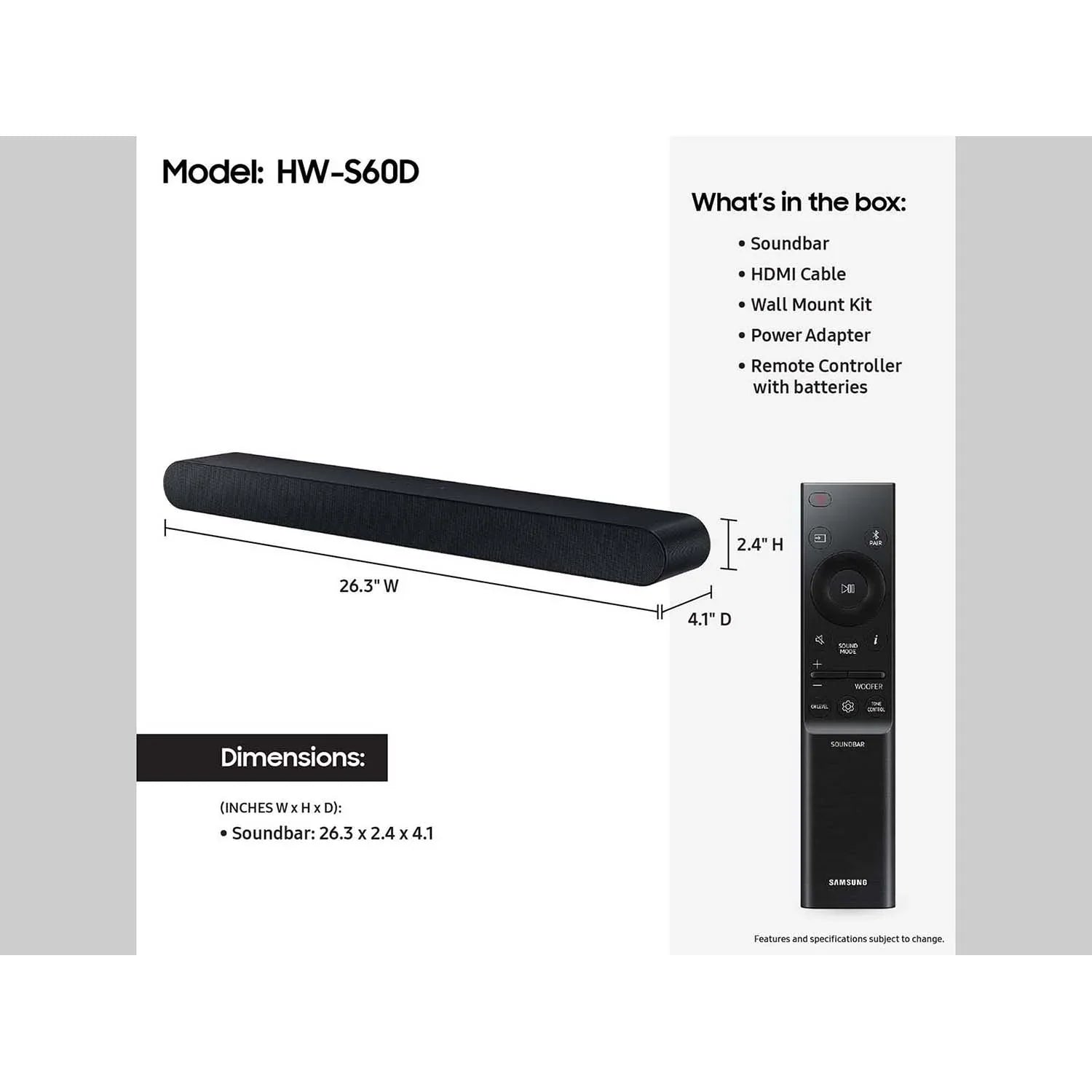 HW-S60D S-series Wireless Soundbar (2024) with Redeemable DIRECTV Gemini Air