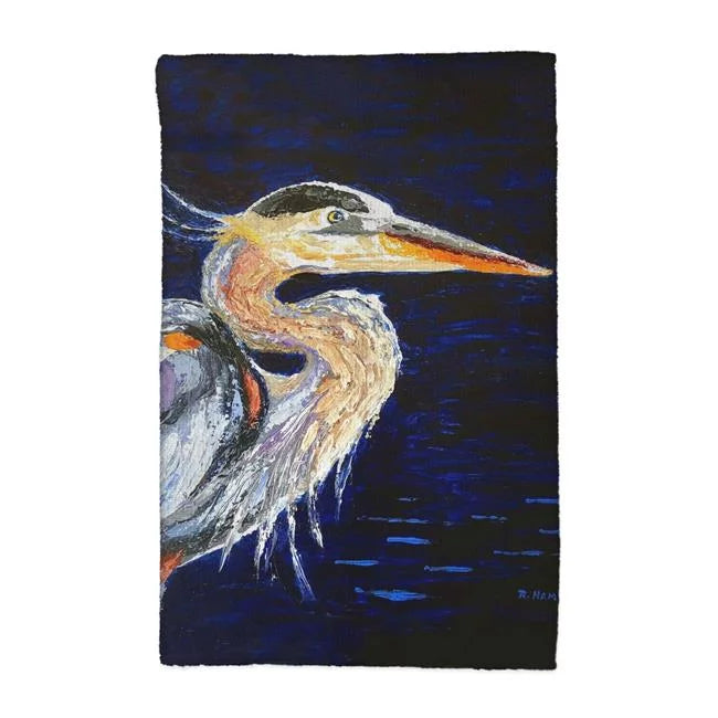 Palette Blue Heron Kitchen Towel. Betsy Drake KT1353 16 x 25 in