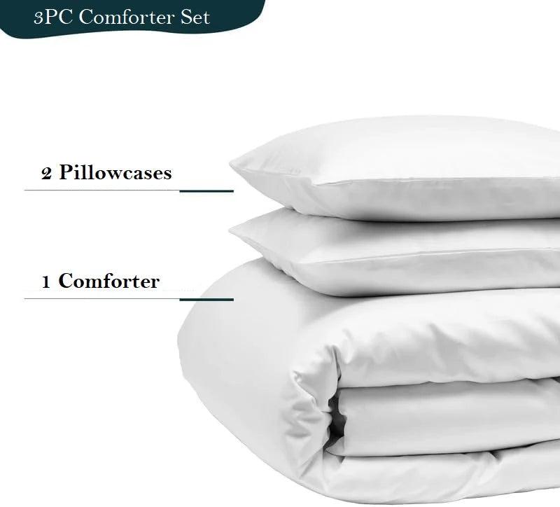 CCNY 1000 TC Egyptian Cotton Comforter with 2 Matching Pillowcases Size- Super King Plus Light Gray Solid Pattern Breathable Quilted Case