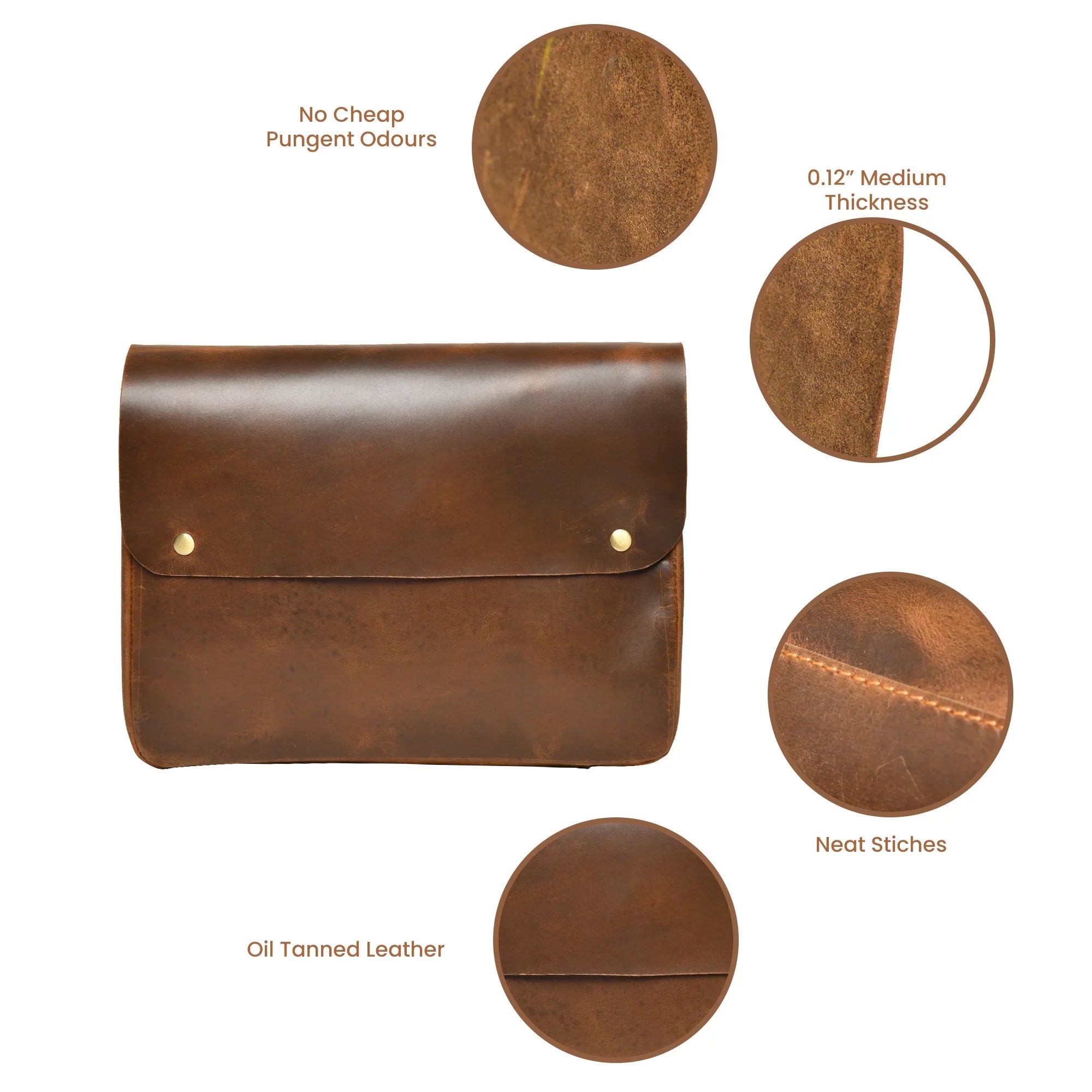 Top Grain Leather Portfolio Envelope Document File Folder MacBook Holder Sleeve Case Folio