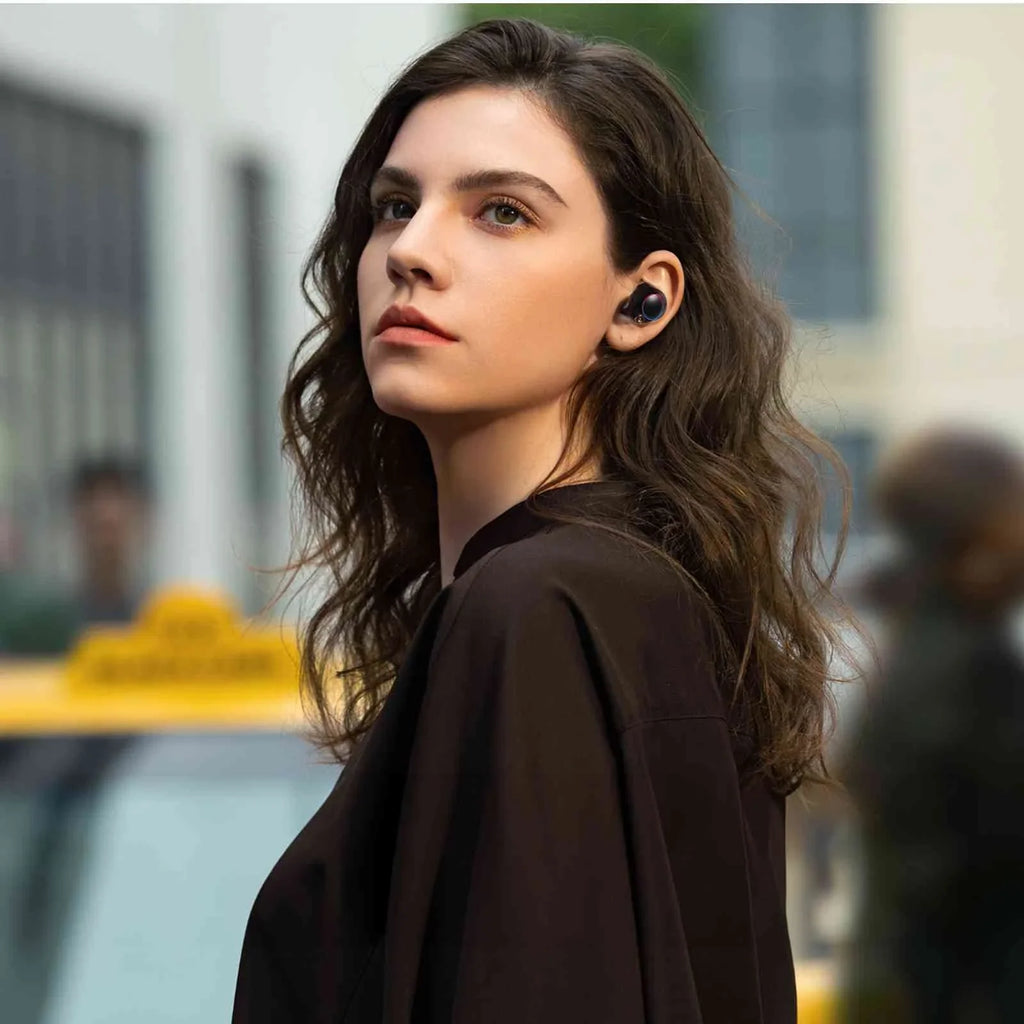 UrbanX True Wireless Bluetooth Earbuds + Charging Case, Black, Dual Connect, IPX5 aqua Resistance, Bluetooth 5.2 Connection, Balanced, Bass Boost appropriate with  Tab V7