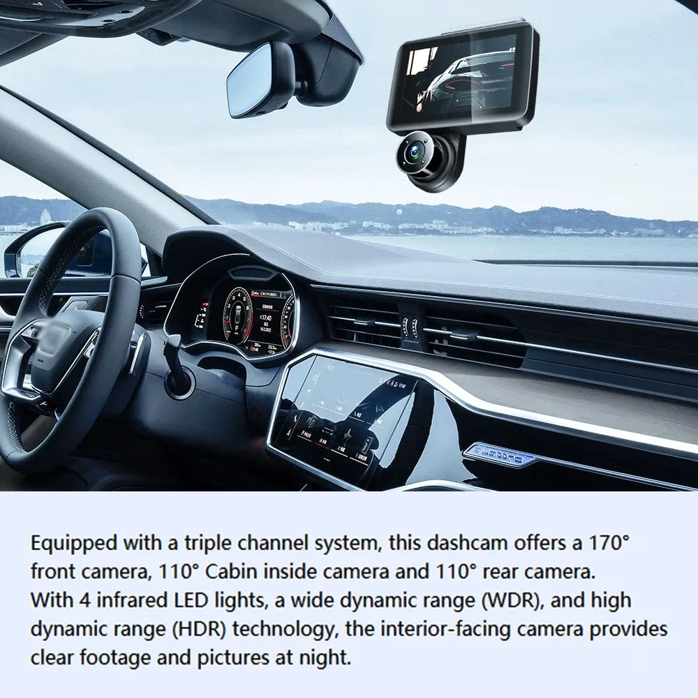 Dazzduo Dash Cam,Camera Auto Safety Mirror Car Video Cam Wide Car Camera 4in Clear Car Clear Car Rearview Car Video Wide Rearview Mirror Car Video Wide Car Car Camera Auto 3 Cam 4in Car Video
