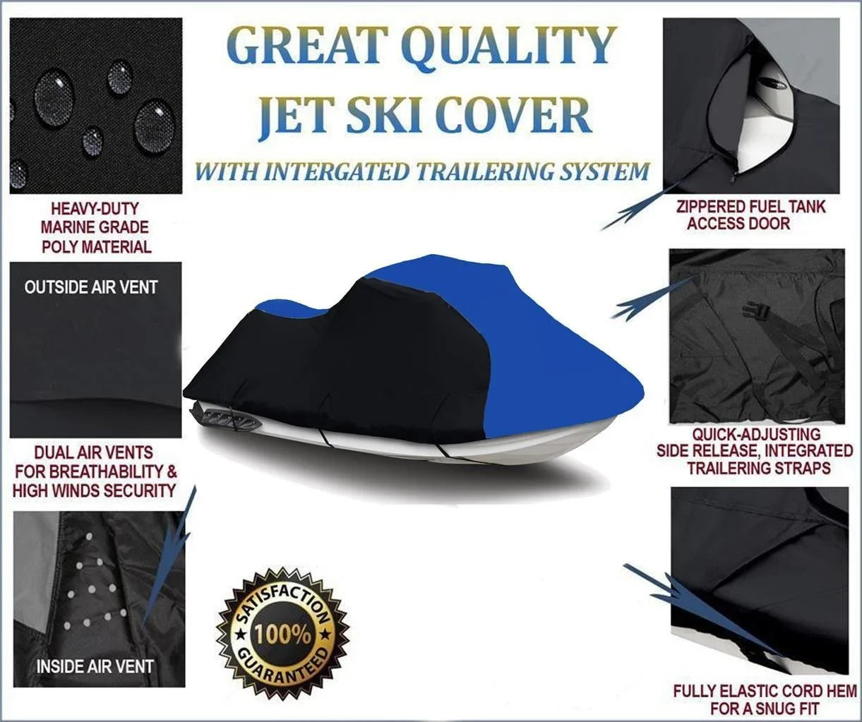 BLACK / BLUE HEAVY-DUTY shield matching for KAWASAKI STX-15F 2018 2019 2020 Jet Ski wrap PWC Jet Ski Trailerable wrap