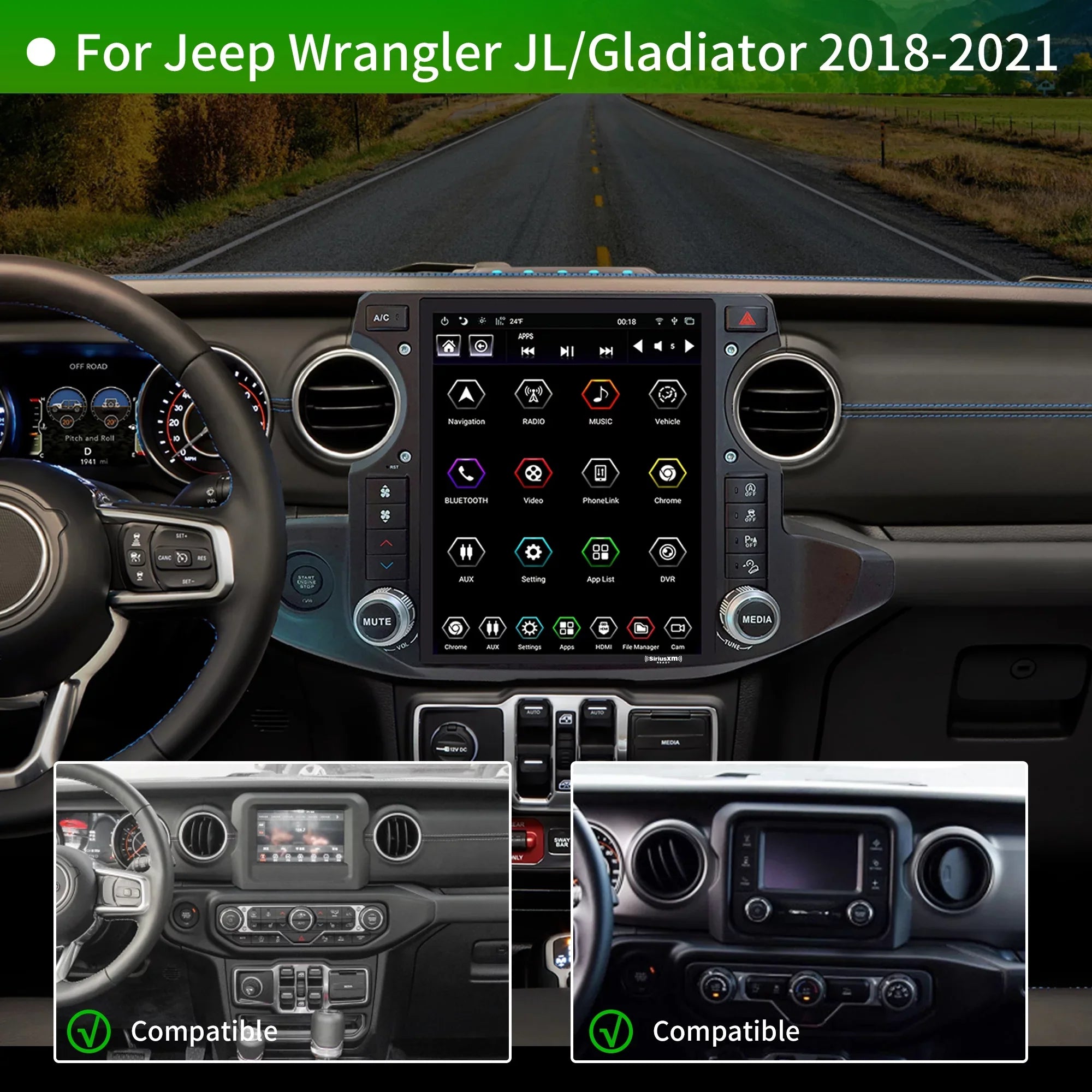 Linkswell Gen5 T-style 12.1 inch Car SirusXm Radio Stereo for Jeep Wrangler Gladiator 2018-2021 Touch Screen Car Navigator Android Truck Replacement GPS radio 4G+64G  Carplay Auto