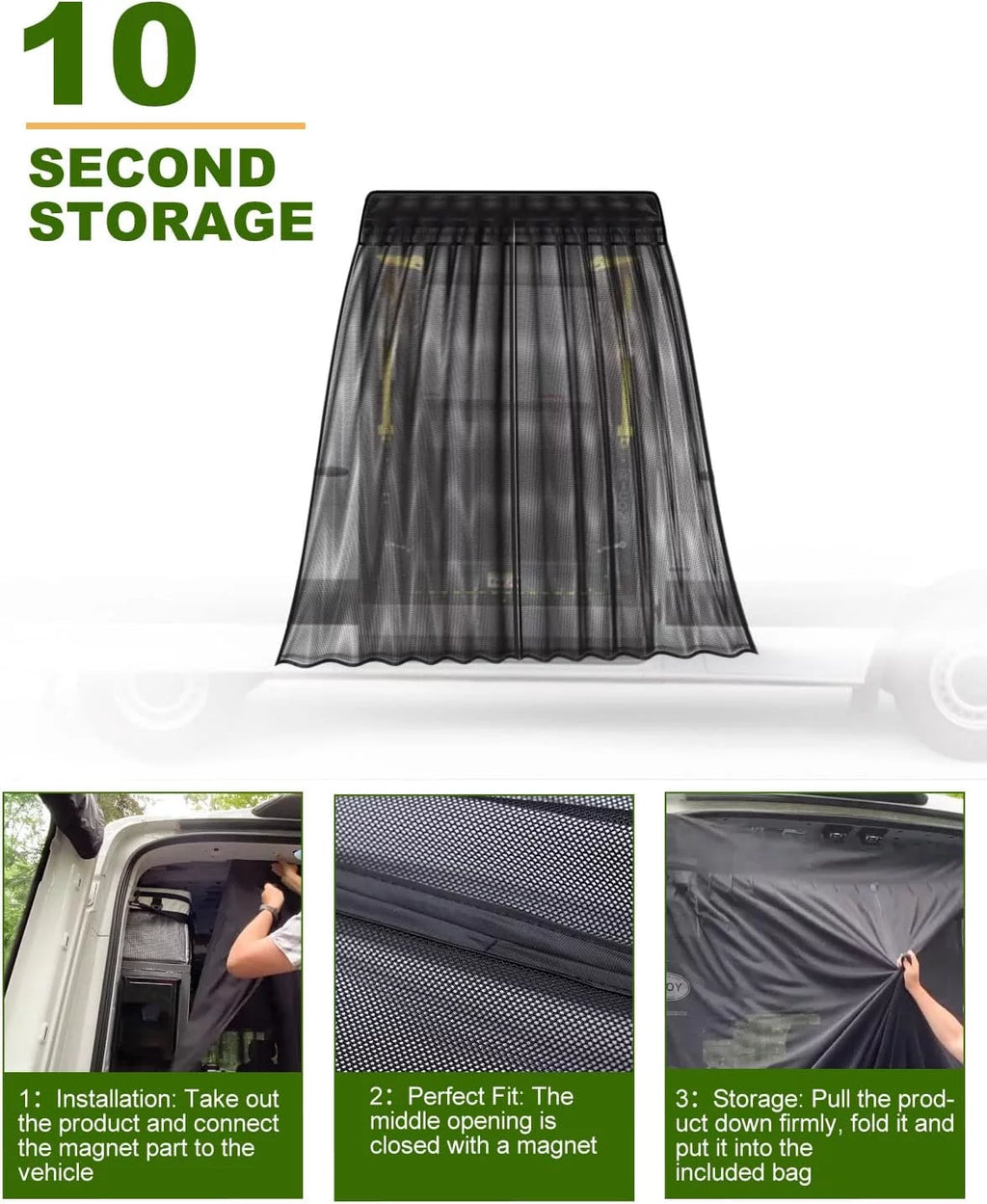 ELITEWILL Side Sliding Door Bug Screen Suitable for Mercedes Benz Sprinter Van Mid and High Roof,  Transit, Promaster, and Other Camping Vehicles (Magnetic Suction)
