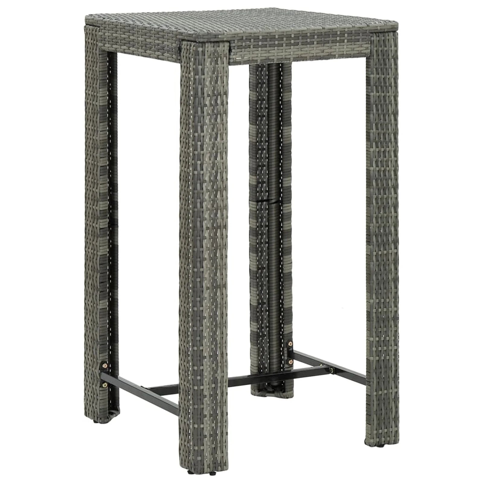 Andoer Garden Bar Table Gray 23.8"x23.8"x43.5" Poly Rattan