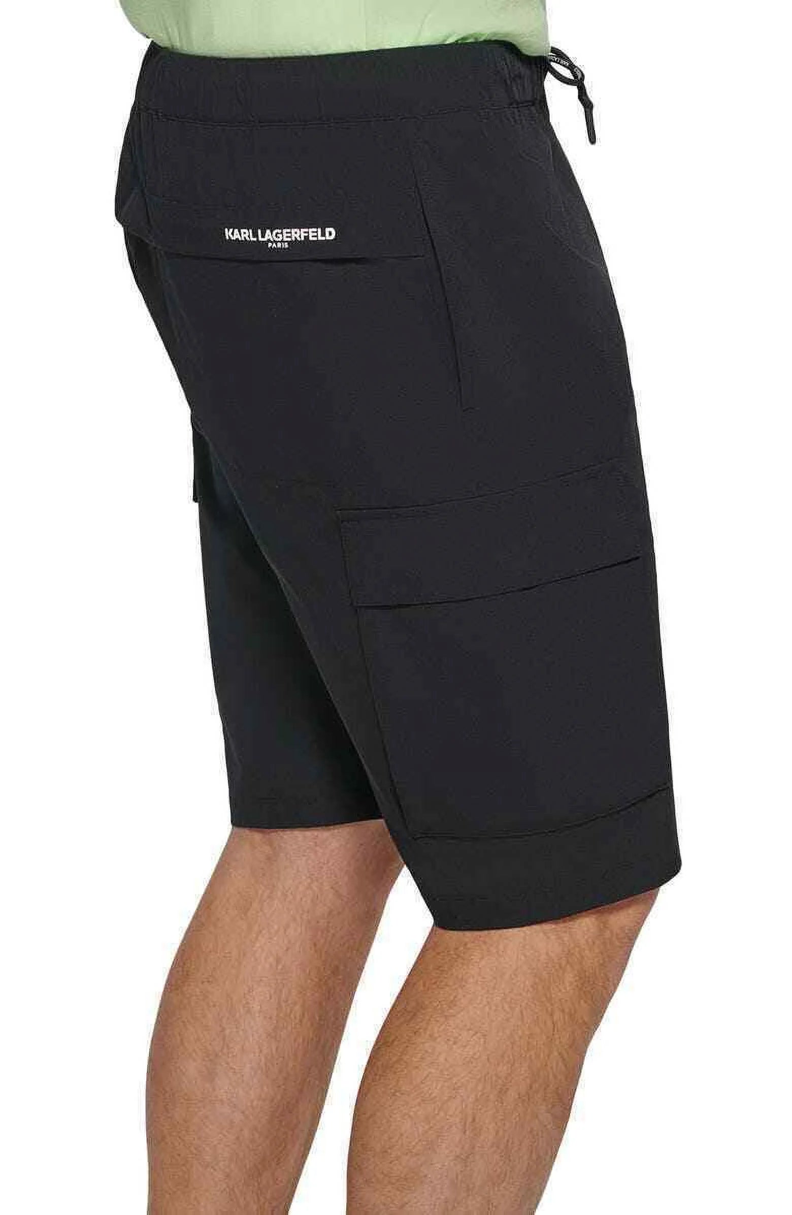 KARL LAGERFELD PARIS Nylon Pintuck Embroidered Shorts Size Large