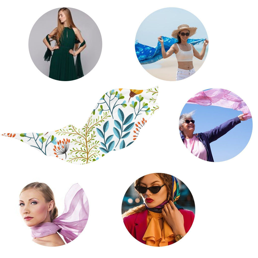 FREEAMG Colorful Floral Silk Long Scarf for Women Large Oblong Sunscreen Shawls Wraps Neck Headscarf Hair Wraps Gift Packed