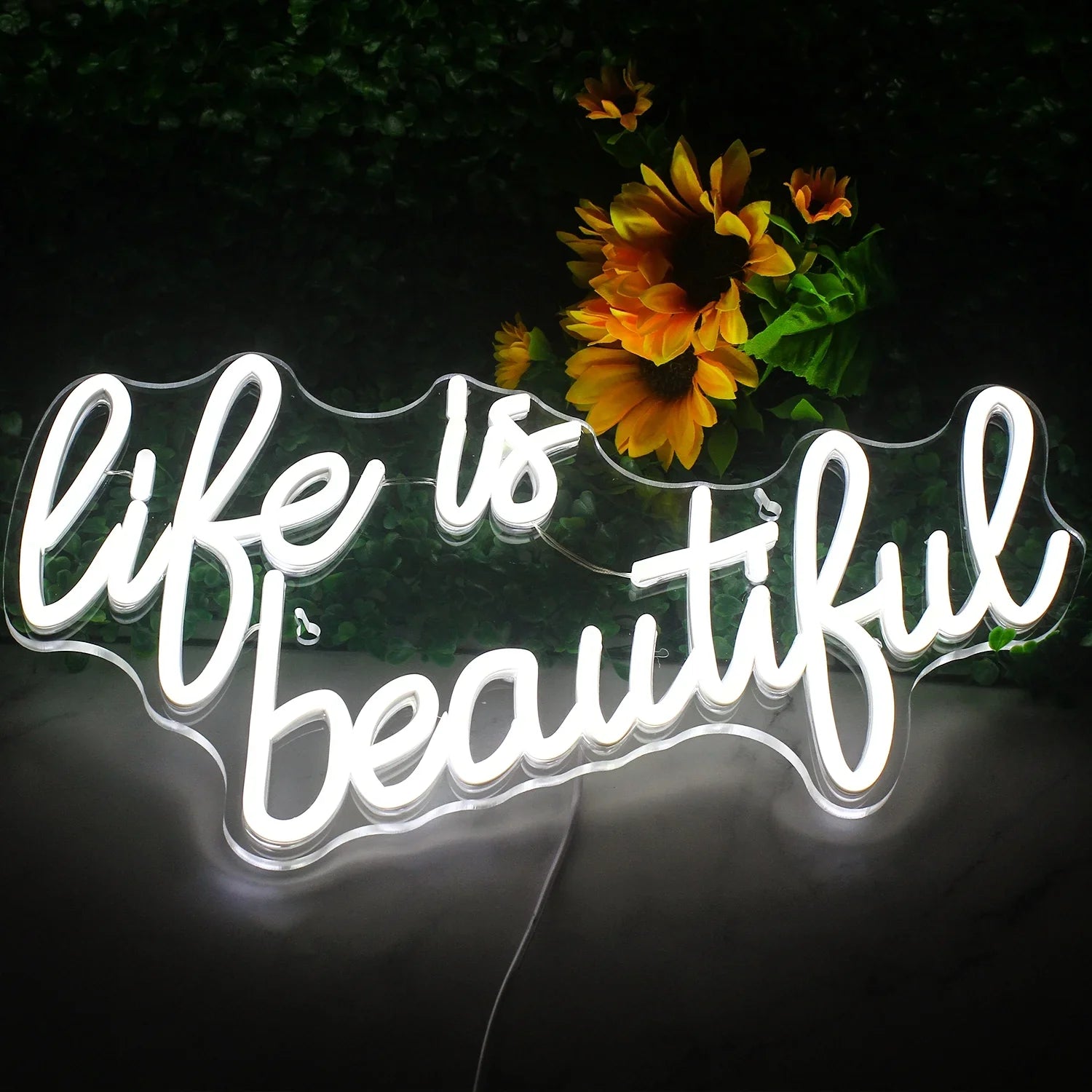 WX&YH Life Is Beautiful LED Neon Light Signs USB Power for Home Bedroom Office Shop Wedding Party Decoration