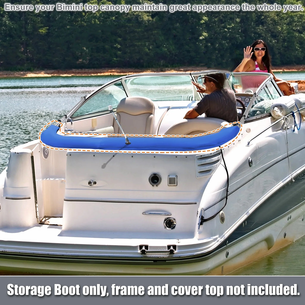 craft Bimini Top Storage Boot with Light Hole 600D Polyester Canvas Blue 91"-96" W for 3 Bow 4 Bow