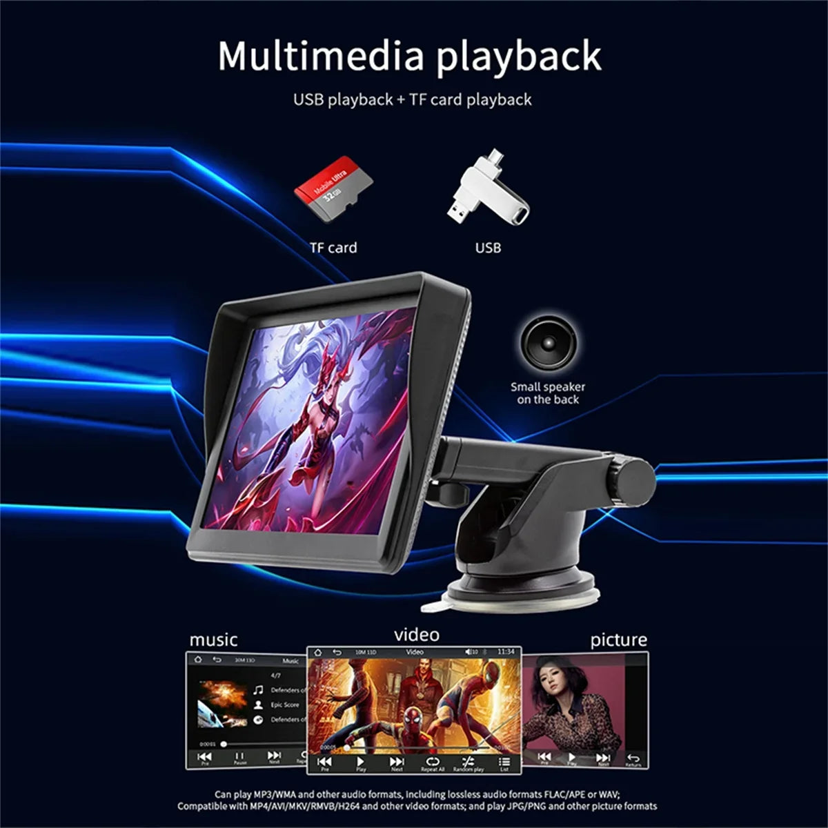 7 Inch Car Stereo Radio, Double DIN Bluetooth Car MP5 Player, Digital Display Full HD Touchscreen with Reverse Camera and Mirror Link Function, android auto