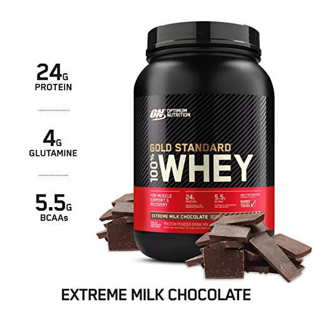 Optimum Nutrition Gold Standard 100% Whey Protein Powder, Extreme Milk Chocolate, 2 Pound (Packaging May Vary)