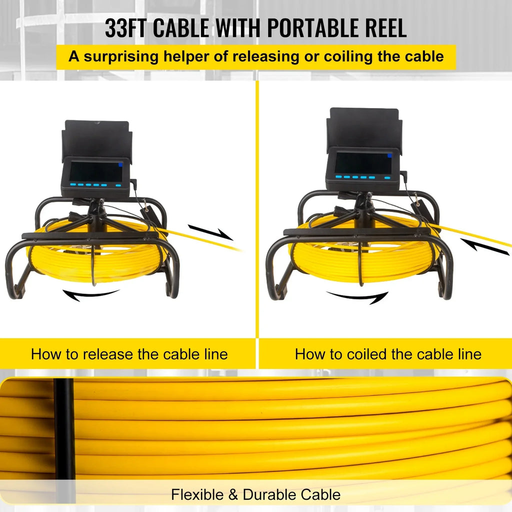 TFT LCD Monitor Pipe Camera Screen Waterproof IP68 Duct Inspection Camera with 6PCS LEDs 8500MAH Lithium Battery, DVR Function 10M. SKYSHALO Sewer Camera 32.8FT Cable Pipeline Inspection Camera 4.3 in