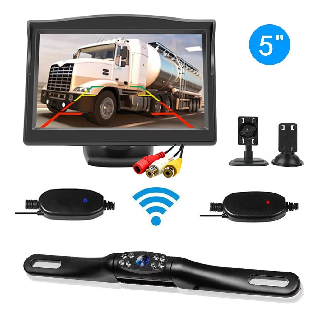 Backup Camera Wireless Car Rear View HD Parking System Night Vision + 5" Monitor
