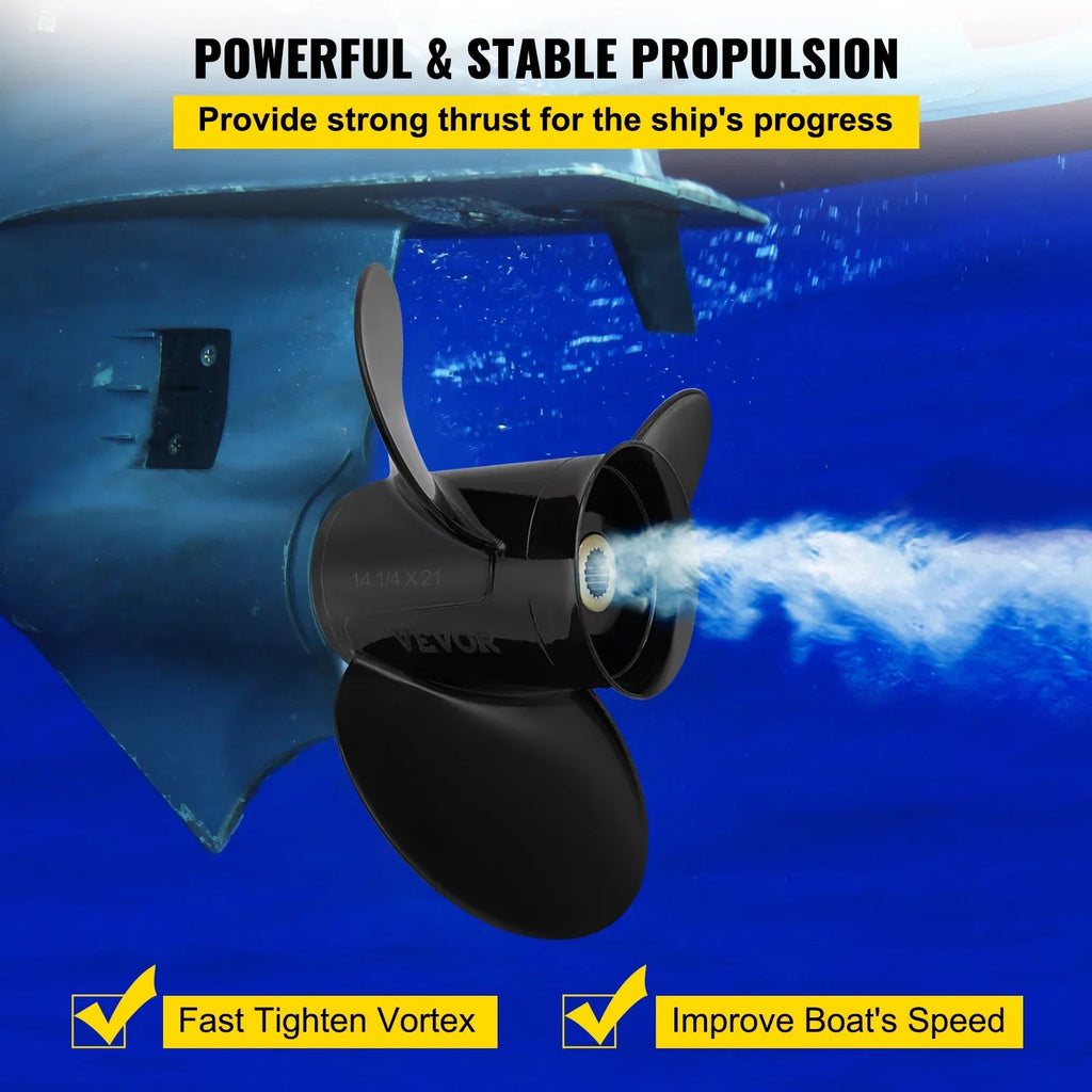 VEVOR Outboard Propeller, 3-Blade 14 1/4 x 21" craft Propeller, Replace for OEM 3817469, appropriate SX Sterndrives Outboard Volvo Penta Engine, Right-handed Aluminium Propeller & 19 Spline Teeth