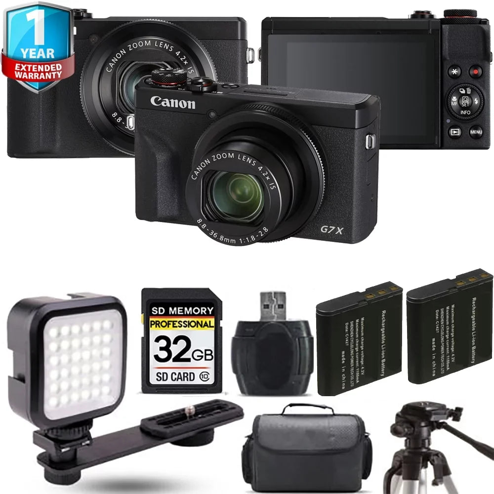 PowerShot G7 X Mark III Digital Camera (Black) + Extra Battery + LED +1 Yr Warranty