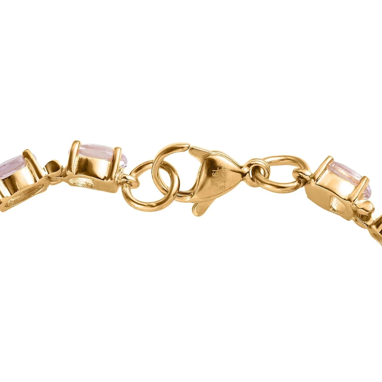 Shop LC Pink Amethyst Oval Stainless Steel Yellow Gold Ion Plated Bracelet for Women Jewelry Size 8" Ct 8.49 Birthday Gifts