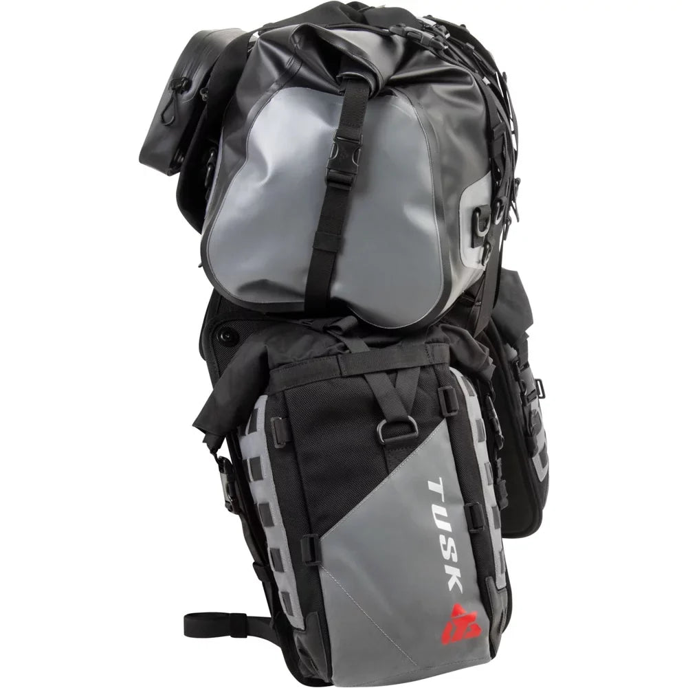 Tusk Highland X2 Rackless Luggage System w/Medium Dry Duffel Tail Bag Standard Heat Shield For Suzuki V-Strom 1050XT Adventure 2020