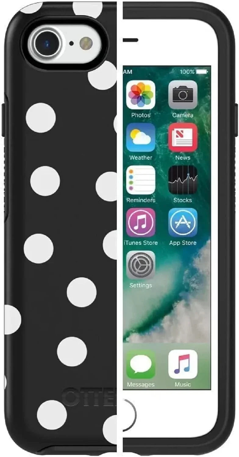 OtterBox Symmetry Series Case for iPhone SE (3rd and 2nd gen) and iPhone 8/7 (Only) - Non-Retail Packaging - Date Night (Black/White Polka Dot Graphic)