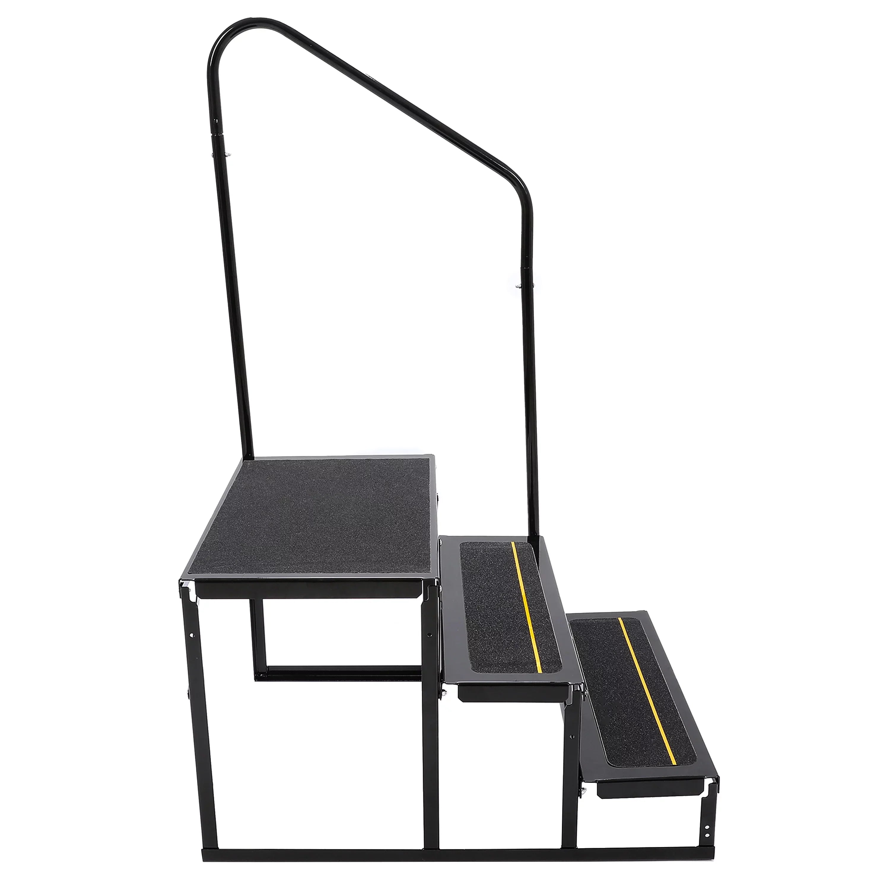 HECASA Universal 3 Steps Stairs Steel for RV Travel Trailer Camper Trailer W/ Side Load Hand-railing Armrest Hand Rail