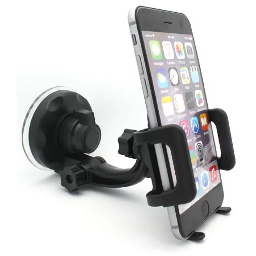 Car Mount Windshield Phone Holder Swivel Cradle Window Rotating Dock Suction Black D8 for Motorola Droid Turbo 2, Moto Z Droid Force Droid -  Galaxy J3 J5 J7, Note 4 5, S5 S6 Edge Edge+ S7