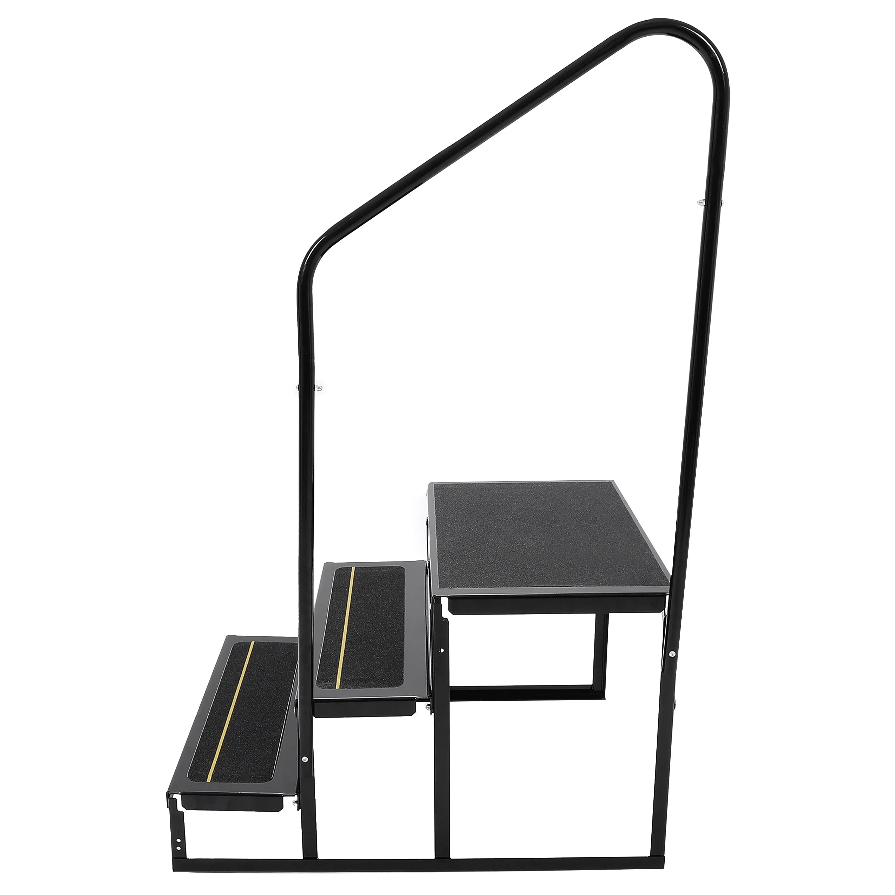 HECASA Universal 3 Steps Stairs Steel for RV Travel Trailer Camper Trailer W/ Side Load Hand-railing Armrest Hand Rail