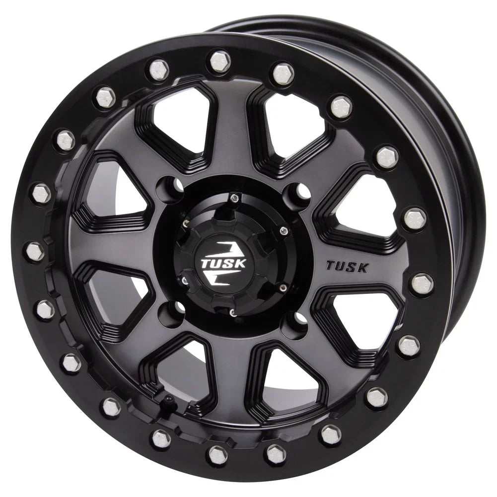 4/156 Tusk Uinta Beadlock Wheel 14x7 5.0 + 2.0 Gunmetal/Black For YAMAHA Wolverine RMAX 2 1000 R-Spec 2022