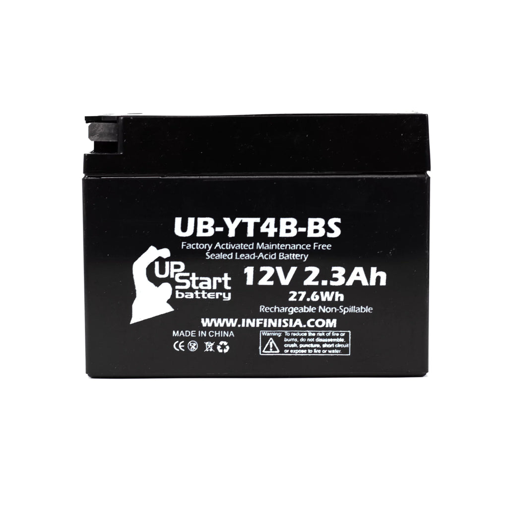4-Pack UpStart Battery Replacement for 2008 Yamaha SR400 400CC Factory Activated, Maintenance Free, Motorcycle Battery - 12V, 2.3Ah, UB-YT4B-BS