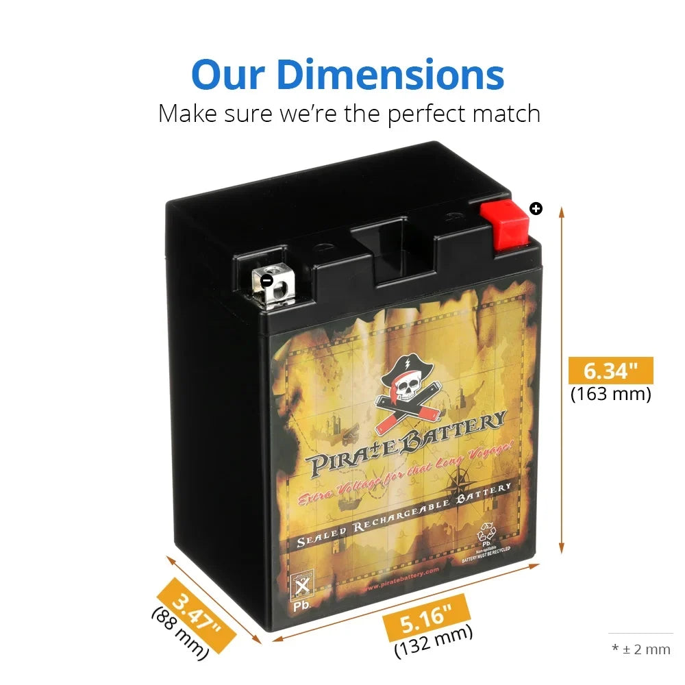 Pirate Battery Ytx14Ahl-Bs Motorcycle Battery For Kawasaki 750Cc Vn750-A Vulcan 1995