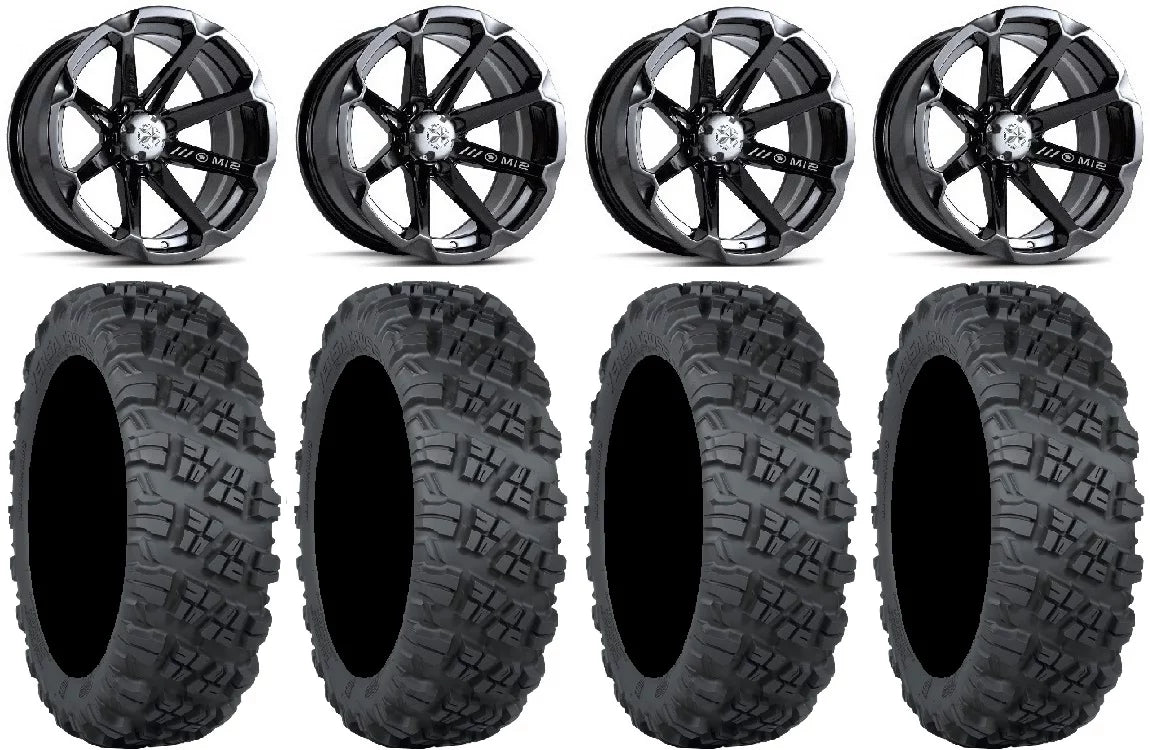 MSA Black Diesel 14" Wheels 28" Versa Cross V3 Tires Honda Pioneer