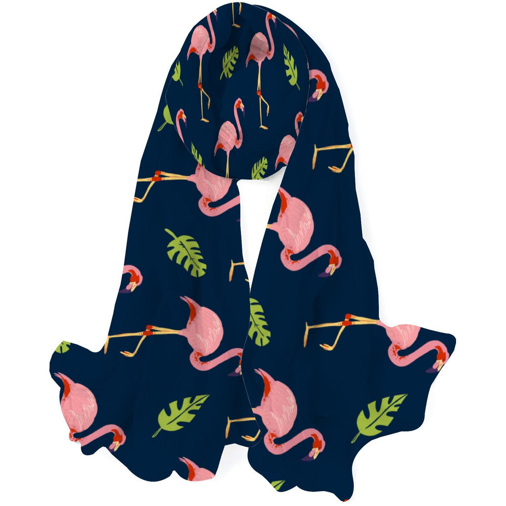 FREEAMG Flamingo Birds Silk Long Scarf for Women Large Oblong Sunscreen Shawls Wraps Neck Headscarf Hair Wraps Gift Packed
